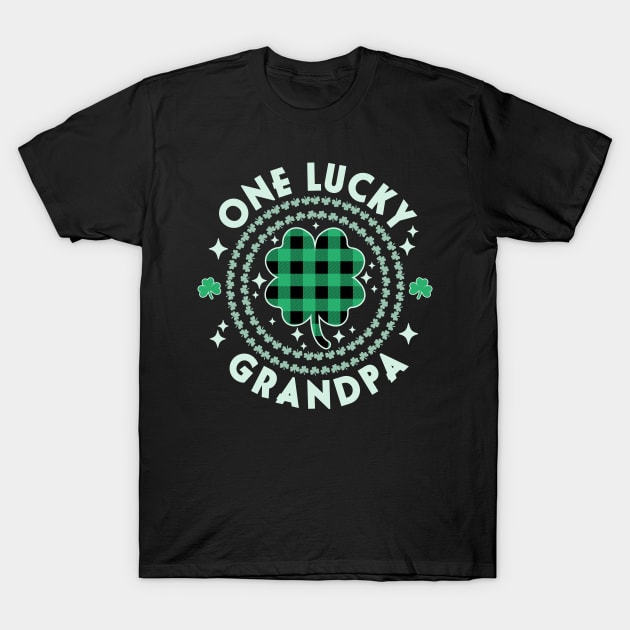 One Lucky Grandpa Green Irish Shamrocks St Patricks Day T-Shirt by OrangeMonkeyArt